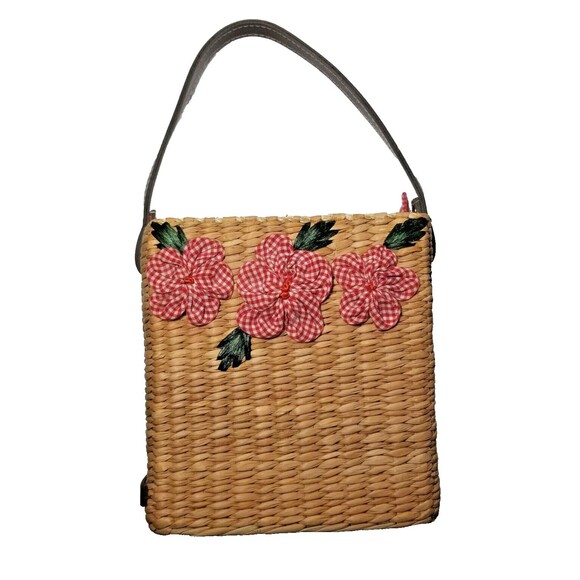 Tommy Hilfiger Handbags - Tommy Hilfiger Handbag MCM Basket Weave Design Floral Check Accents Designer
